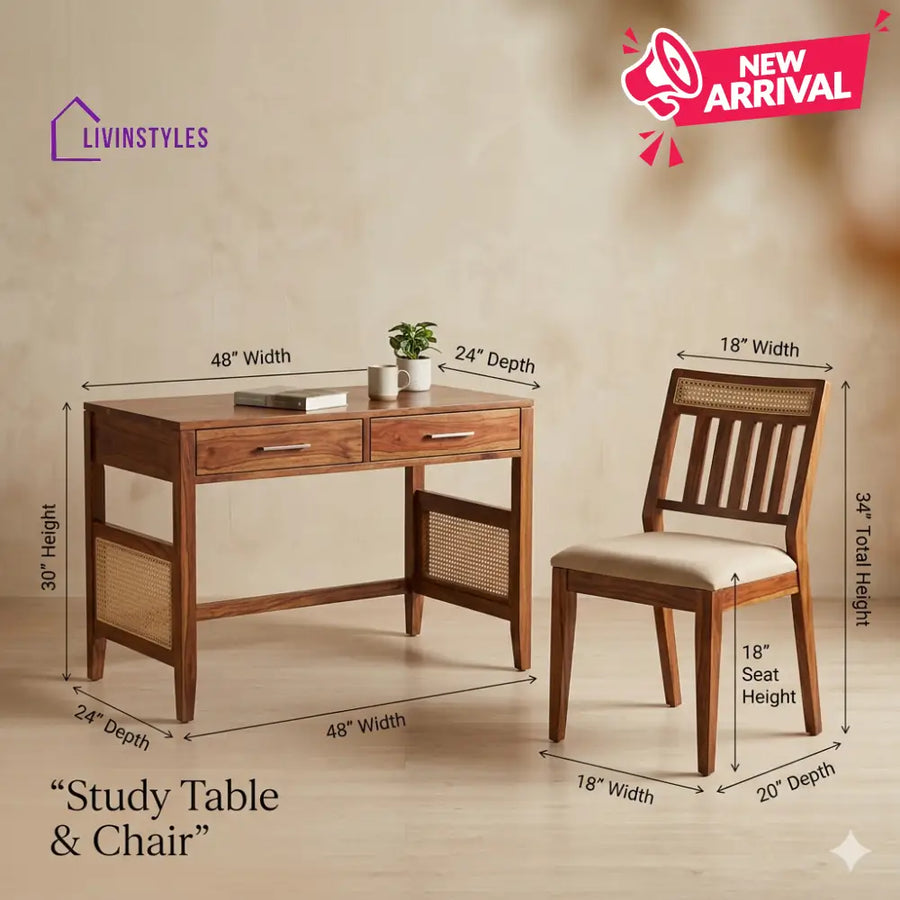 Milana Sheesham Wood Study Table and Chair Set for Students | Kids | Adults
