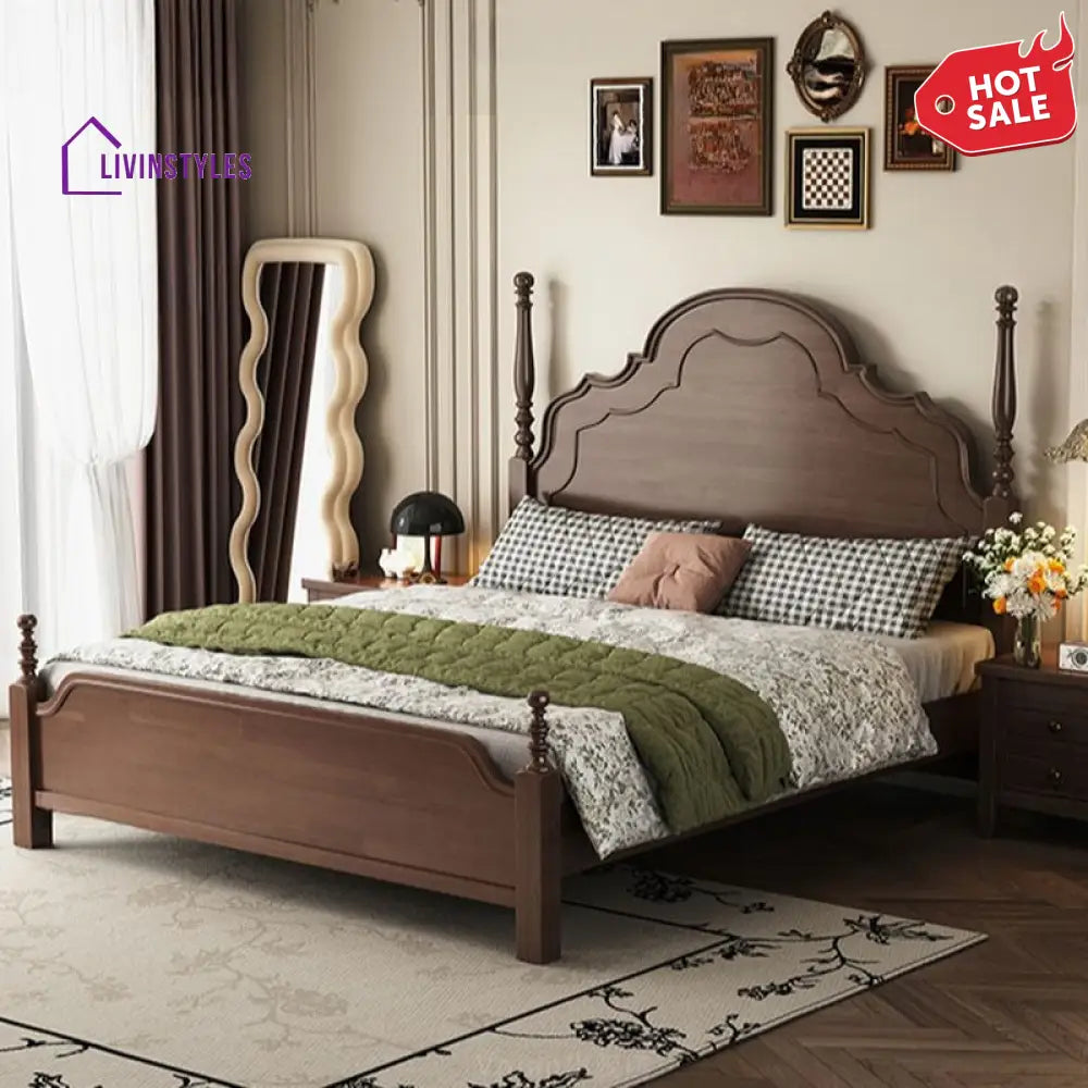 Milana Solid Walnut Wood Bed for Luxury Homes