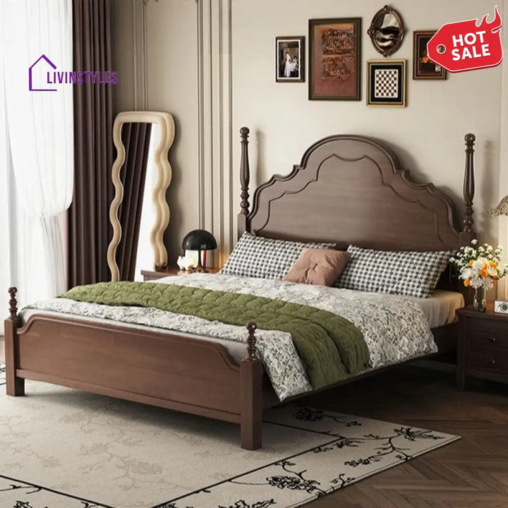 Milana Solid Walnut Wood Bed for Luxury Homes