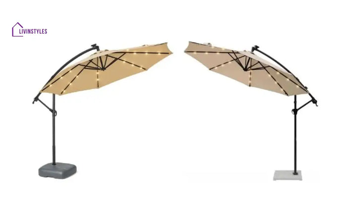 Milano Green Round Patio Umbrella With Led Side Pole And Oxford Fabric