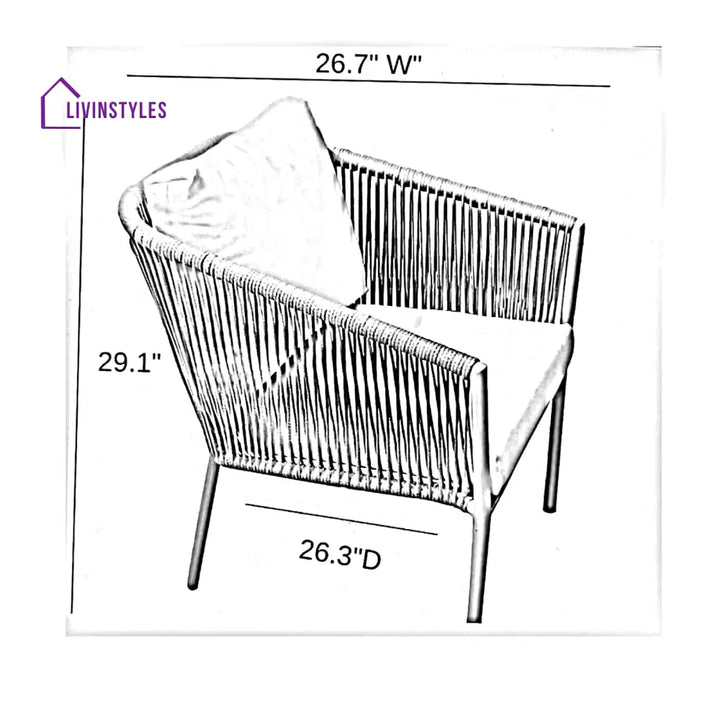 Milano Outdoor Patio Seating Set 2 Chairs and 1 Table Set (Grey) Braided & Rope - Coffee Table Sets