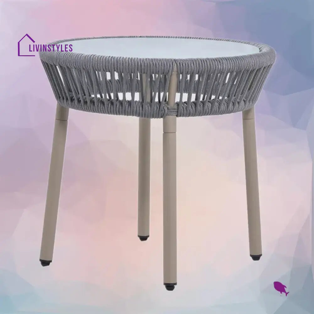 Milano Outdoor Patio Seating Set 2 Chairs and 1 Table Set (Grey) Braided & Rope - Coffee Table Sets
