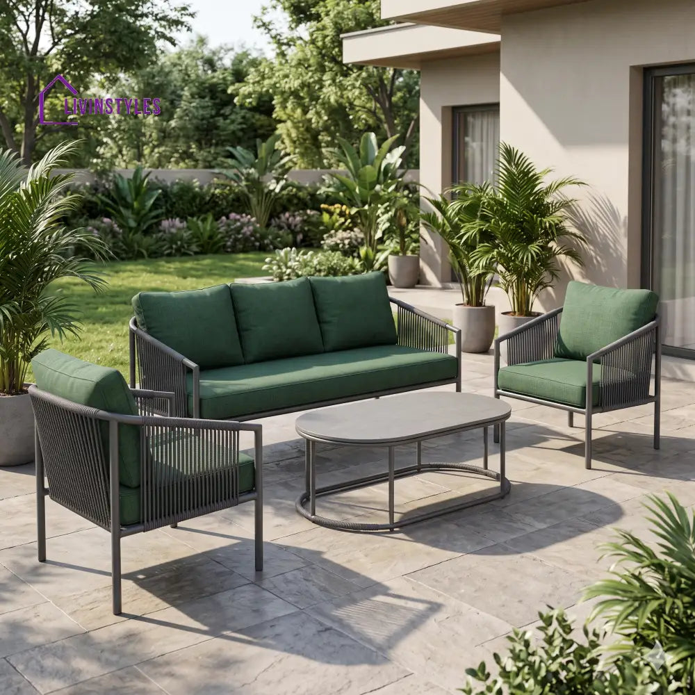 Milena Premium MS Frame with Powder Coated Outdoor Sofa Set with Weather Proof Fabric