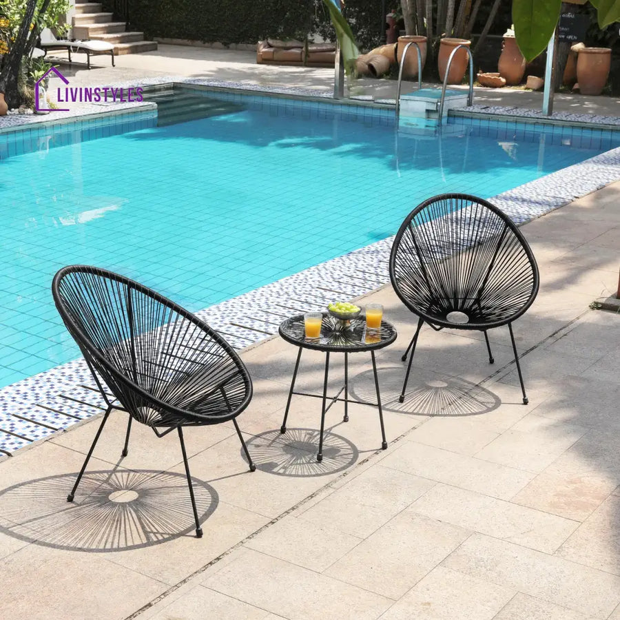 Millions Outdoor Patio Seating Set 2 Chairs and 1 Table Set (Black) - Coffee Table Sets