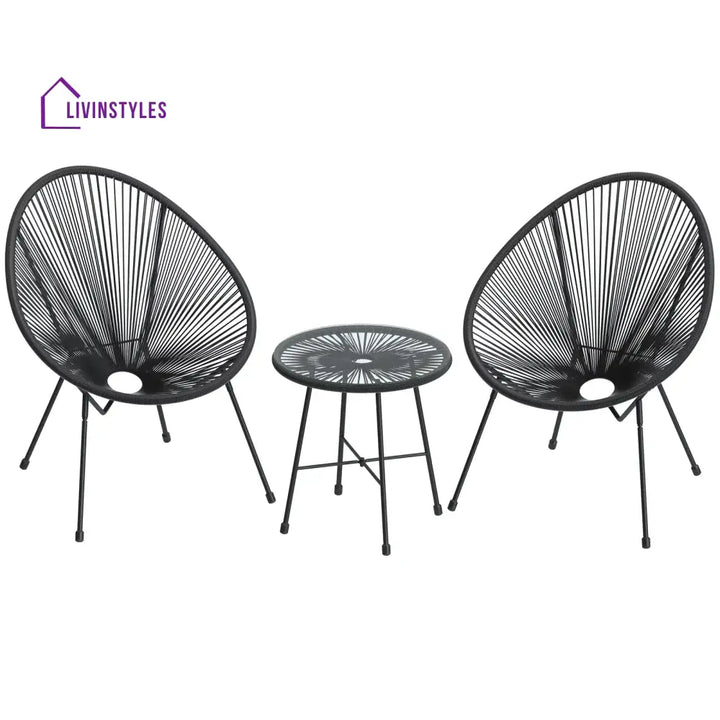 Millions Outdoor Patio Seating Set 2 Chairs and 1 Table Set (Black) - Coffee Table Sets