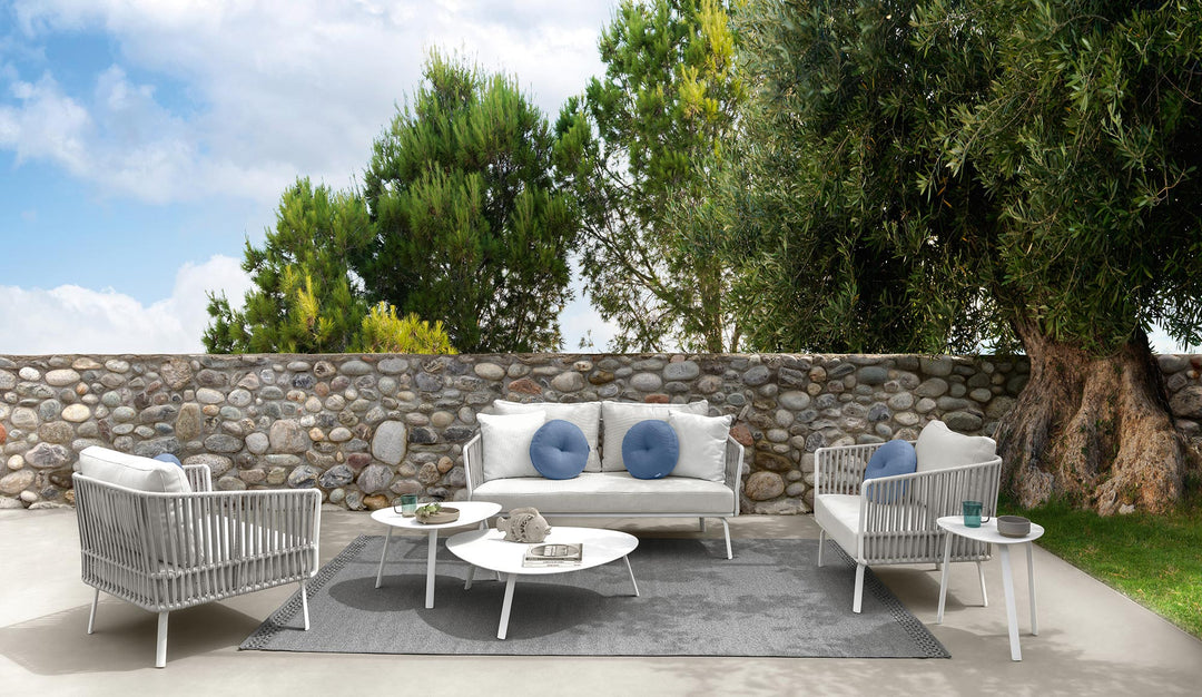 Luies Outdoor Garden Balcony Sofa Set 2 Seater,2 Single seater and 2 Center Table With 1 Side Table  Set, Braid & Rope (Grey)