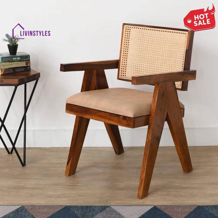 Miloni Sheesham Wood Cane Arm Chair