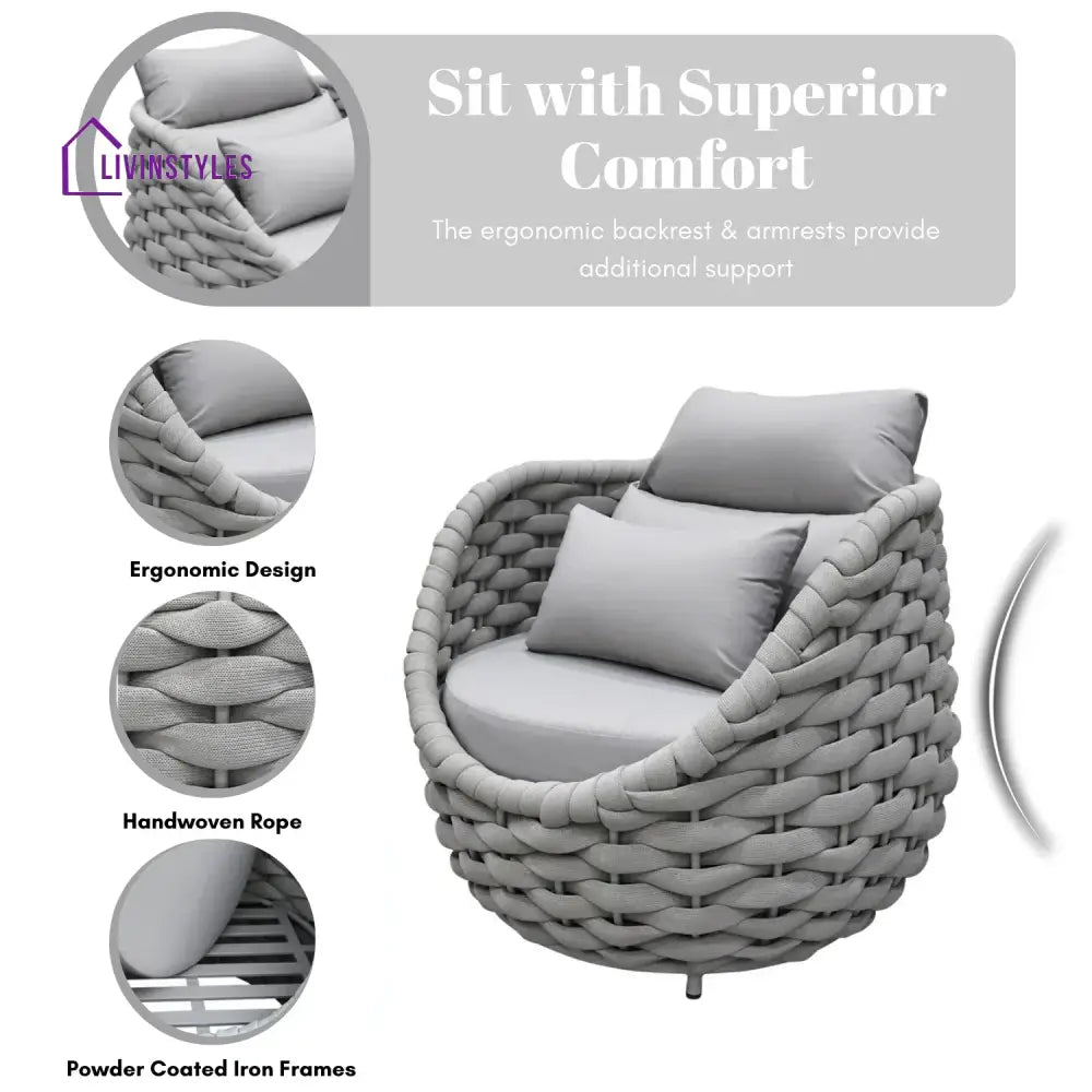 Minami Nest Shape 3-Piece Hand-Woven Rope Patio Set - Patio Set
