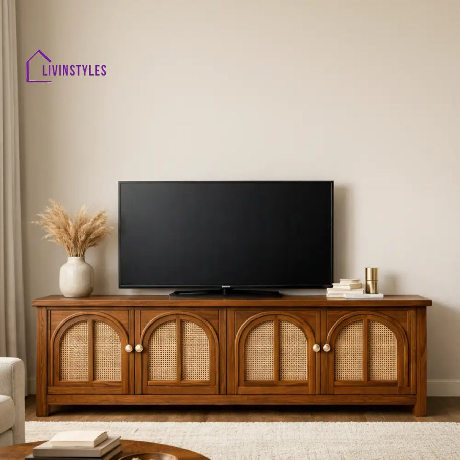 Minh Premium Solid Wood TV Unit for Living Room