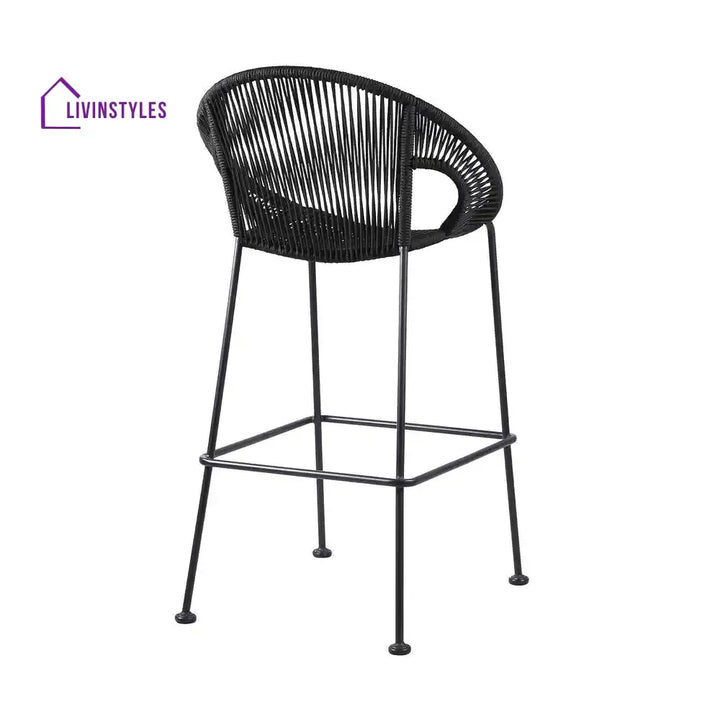 Miniati Outdoor Patio Bar Chair 1 Chairs For Balcony (Black) - Bar Sets