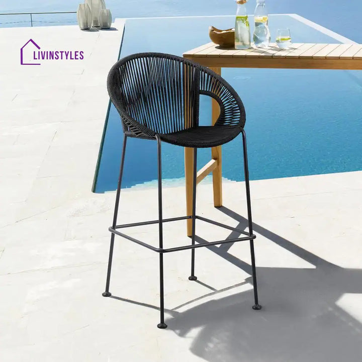 Miniati Outdoor Patio Bar Chair 1 Chairs For Balcony (Black) - Bar Sets