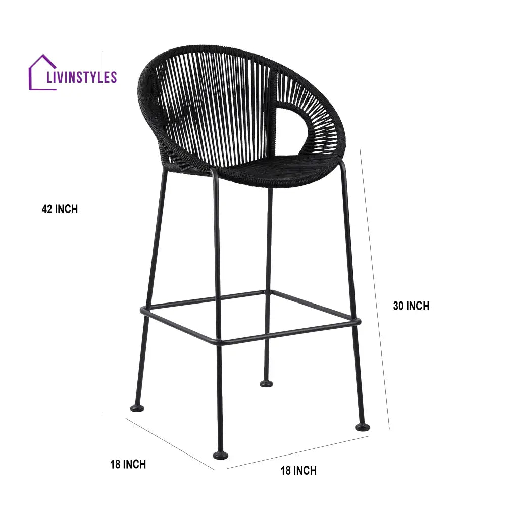 Miniati Outdoor Patio Bar Chair 1 Chairs For Balcony (Black) - Bar Sets