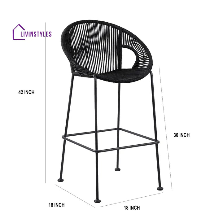 Miniati Outdoor Patio Bar Chair 1 Chairs For Balcony (Black) - Bar Sets