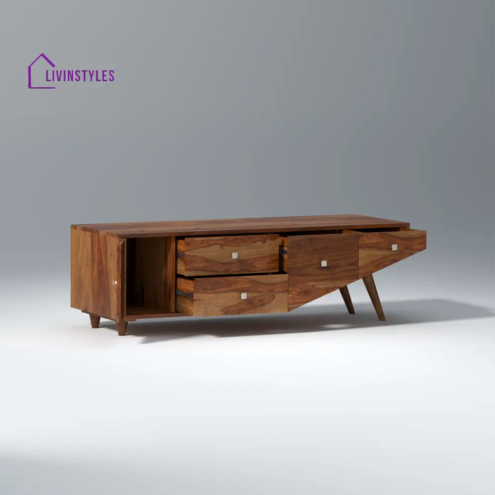 Mira Sheesham Wood TV Unit in Light Walnut Colour tv units