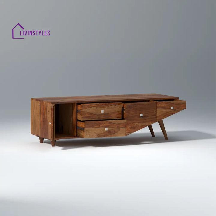 Mira Sheesham Wood TV Unit in Light Walnut Colour tv units