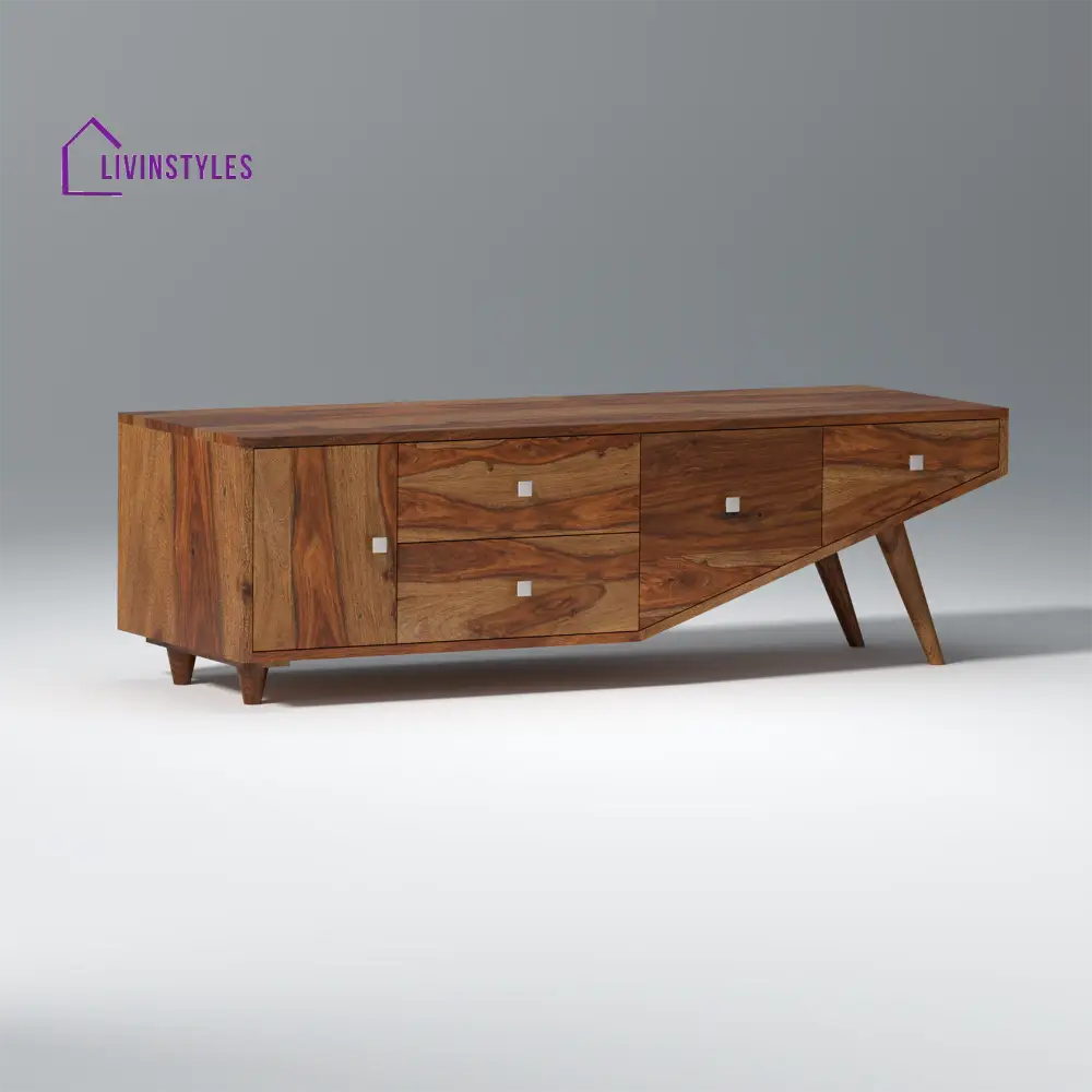 Mira Sheesham Wood TV Unit in Light Walnut Colour tv units