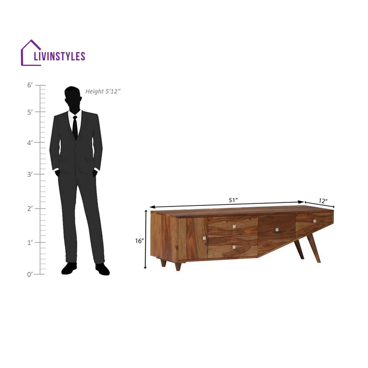 Mira Sheesham Wood TV Unit in Light Walnut Colour tv units