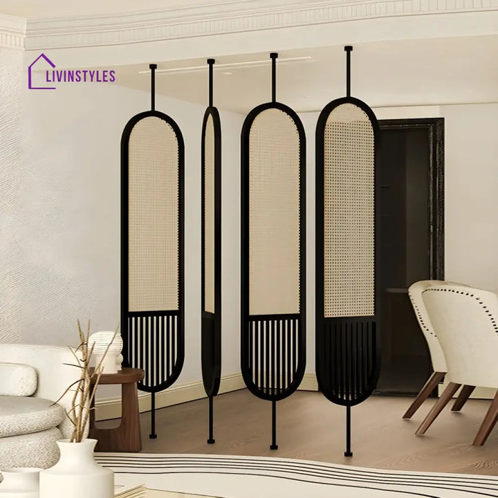 Mira Wooden and Cane Weaving Room Partition for Living Room