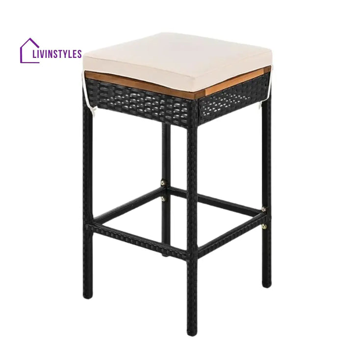 Mirabelle 5-Piece Outdoor Rattan Wicker Bar Set with Wooden Top Table - Bar Set