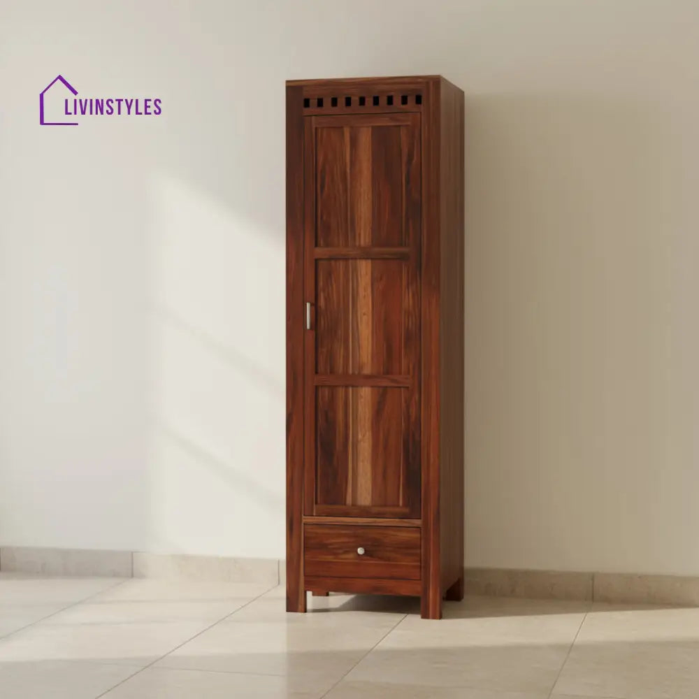 Miranda single door sheesham wood wardrobe Honey