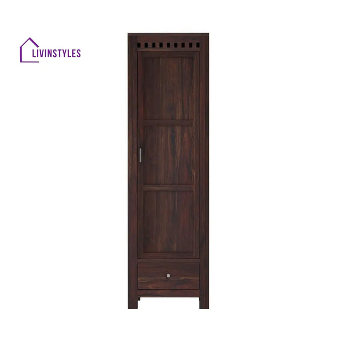 Miranda single door sheesham wood wardrobe Walnut
