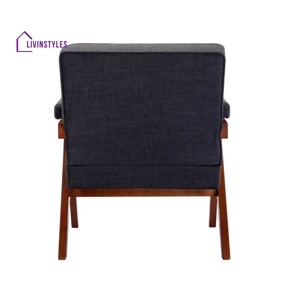 Miraya Solid Wood and Fabric Arm Chair | Living Room Chair | Lounge Chair