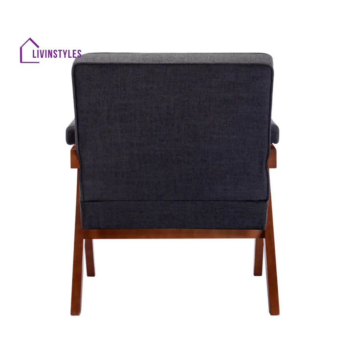 Miraya Solid Wood and Fabric Arm Chair | Living Room Chair | Lounge Chair