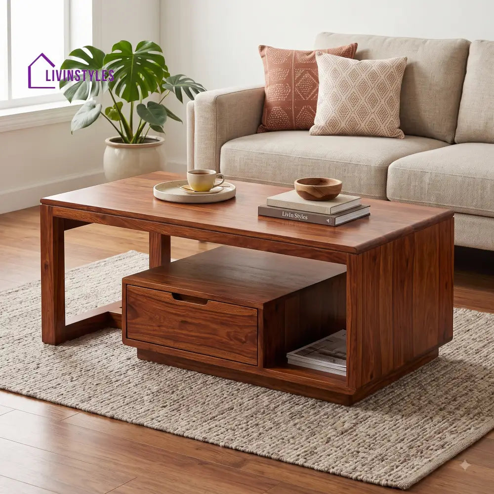 Mireille Wooden Coffee Table for Living Room | Tea Table | Teapoy | Center table