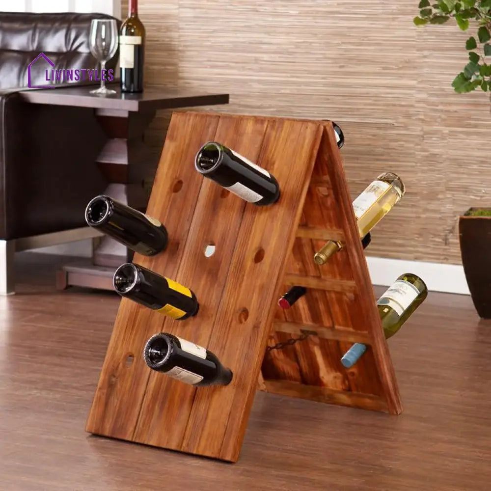 Mireya Solid Sheesham Wood Wine Rack 24 Bottles - Size: L 40 x D 55 x H 70 cms / Honey Bar