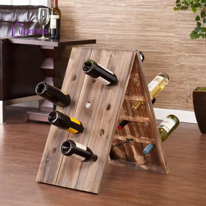 Mireya Solid Sheesham Wood Wine Rack 24 Bottles - Size: L 40 x D 55 x H 70 cms / Stone Bar
