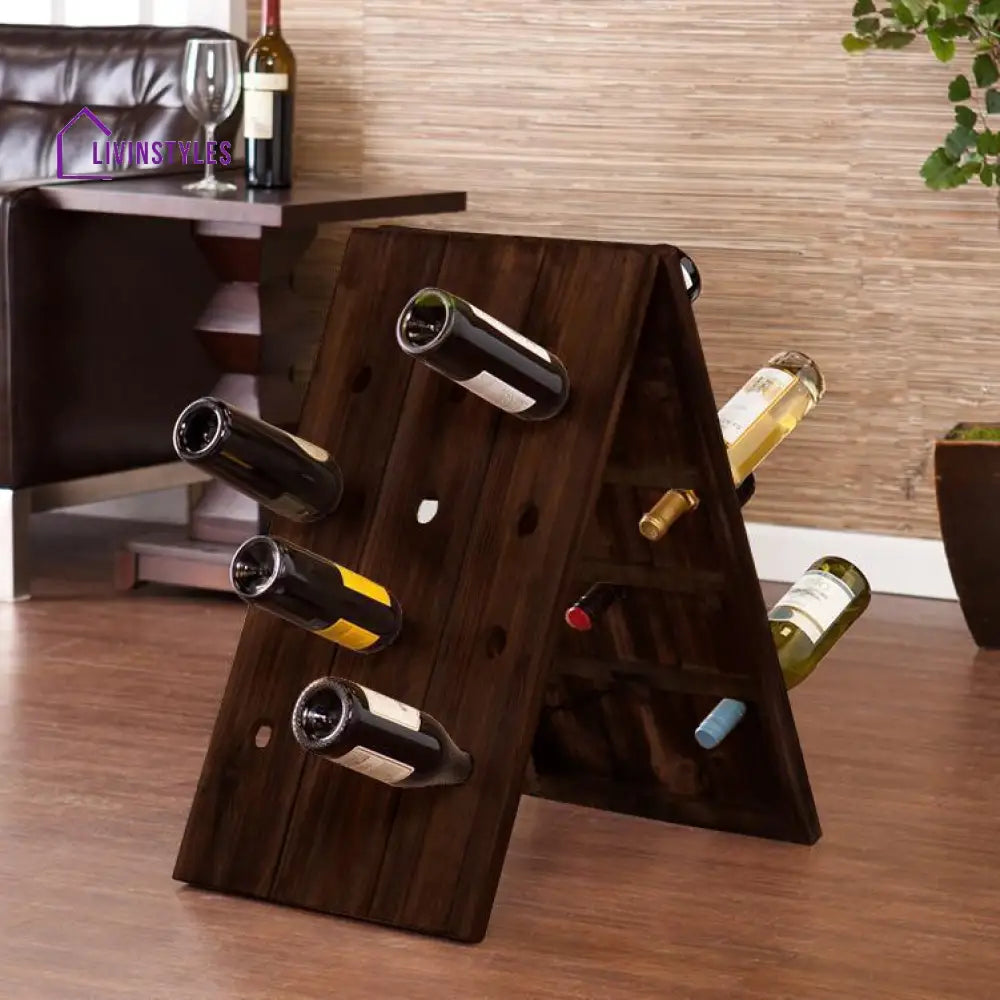 Mireya Solid Sheesham Wood Wine Rack 24 Bottles - Size: L 40 x D 55 x H 70 cms / Walnut Bar