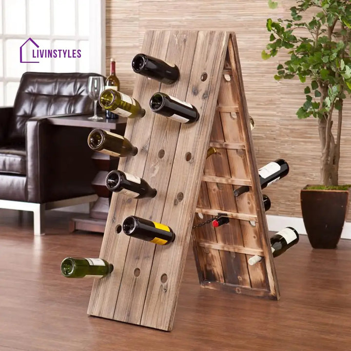 Mireya Solid Sheesham Wood Wine Rack 36 Bottles - Size: L 40 x D 70 x H 100 cms / Stone Bar