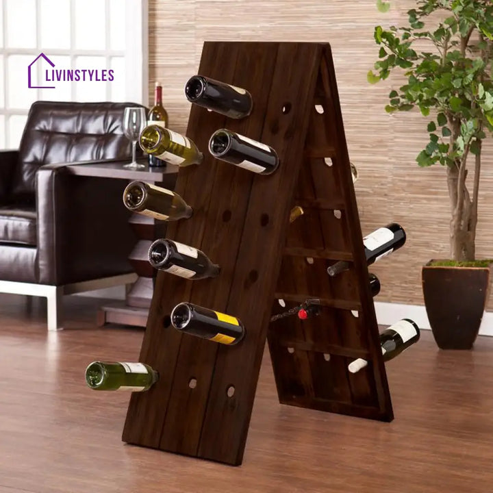 Mireya Solid Sheesham Wood Wine Rack 36 Bottles - Size: L 40 x D 70 x H 100 cms / Walnut Bar