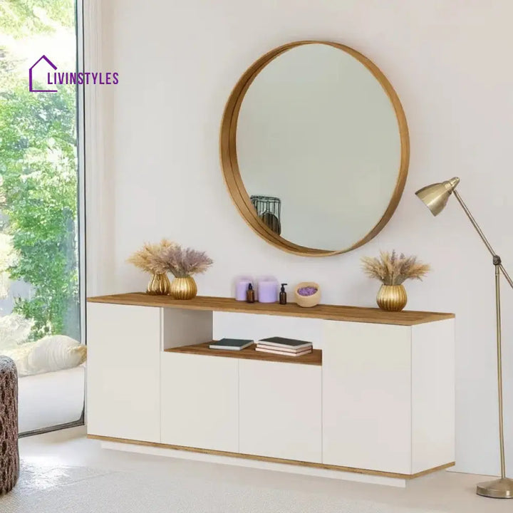 Mireya White Finish Tv Unit Stand for Living Room