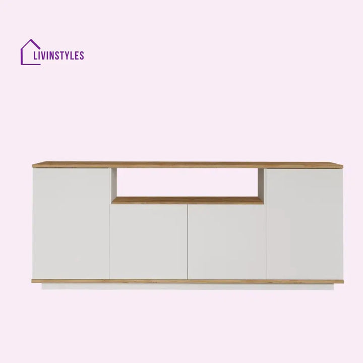 Mireya White Finish Tv Unit Stand for Living Room