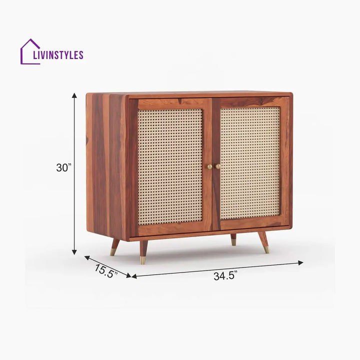 Miron Solid Wood Acacia Cane Cabinet and Sideboard (Brown Finish)
