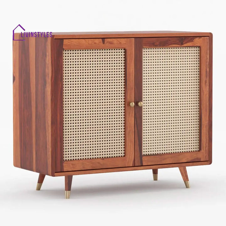 Miron Solid Wood Acacia Cane Cabinet and Sideboard (Brown Finish)