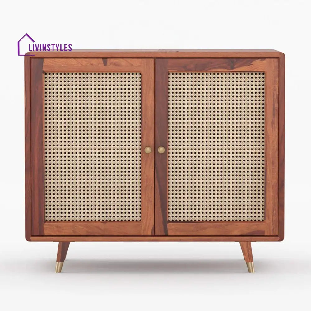 Miron Solid Wood Acacia Cane Cabinet and Sideboard (Brown Finish)