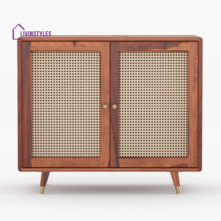 Miron Solid Wood Acacia Cane Cabinet and Sideboard (Brown Finish)