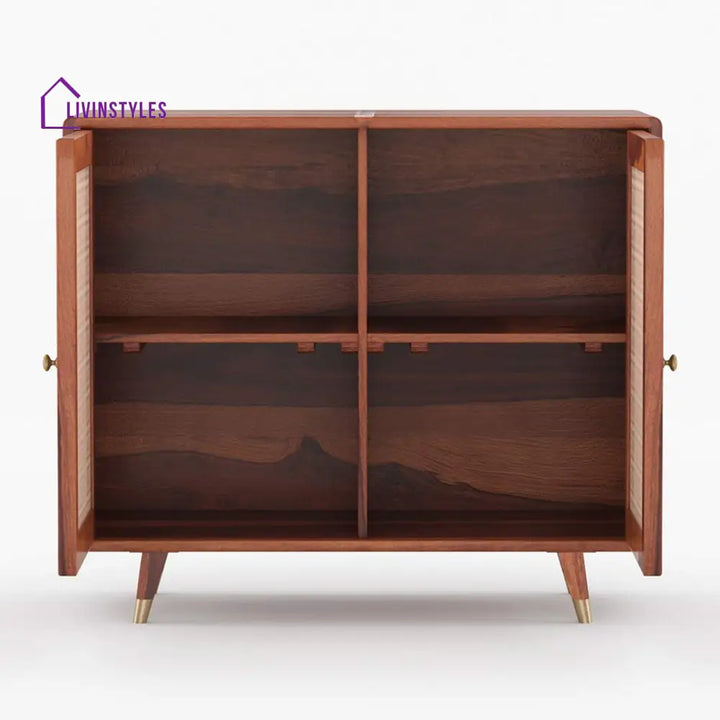 Miron Solid Wood Acacia Cane Cabinet and Sideboard (Brown Finish)