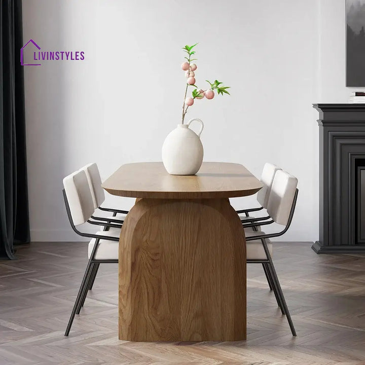 Miroslav Solid Sheesham Wood 6 Seater Dining Table Set | Designer Dining Table with Metal Legs Dining Chairs