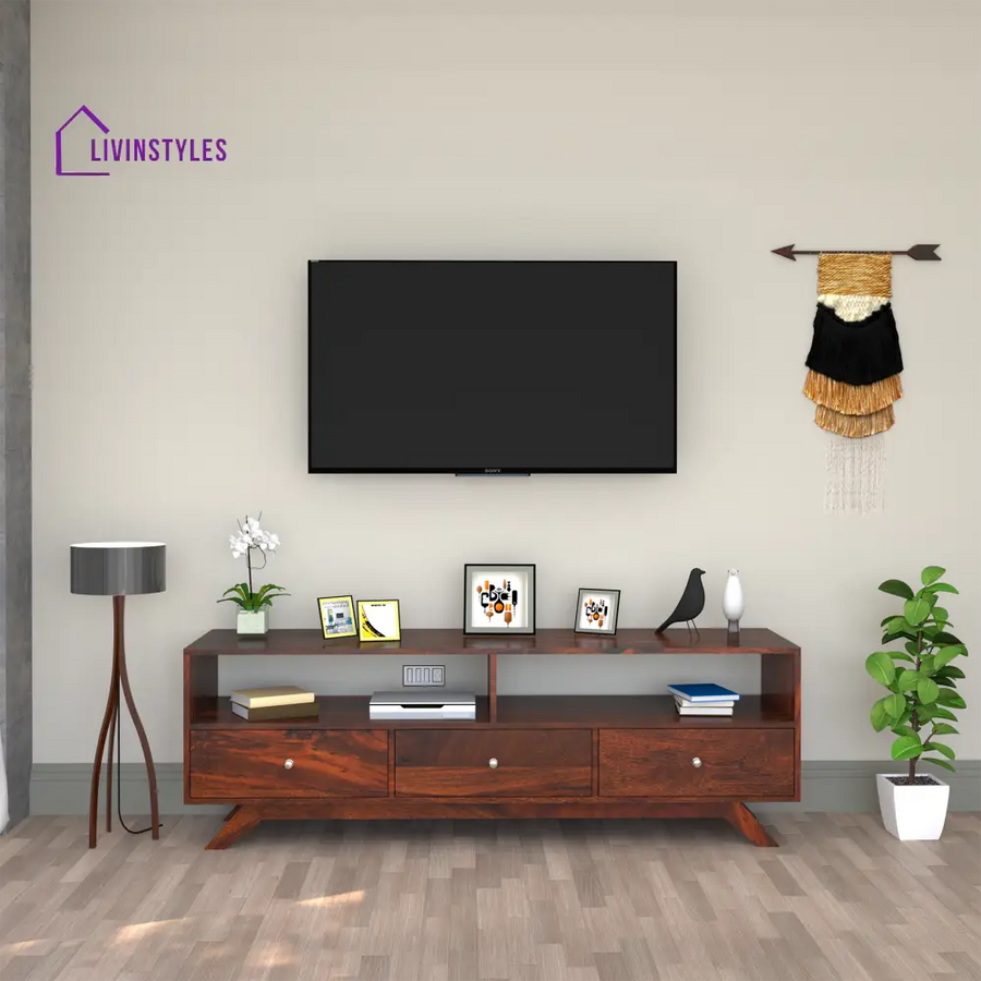 Miroslava Sheesham Wood TV Unit in Dark Maharani Colour tv units