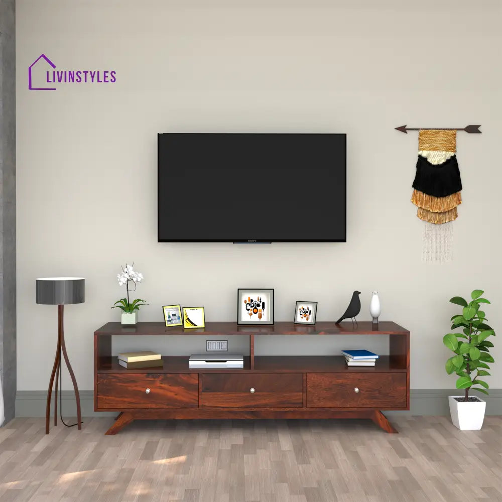 Miroslava Sheesham Wood TV Unit in Dark Maharani Colour tv units