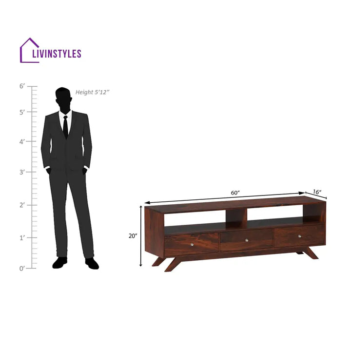 Miroslava Sheesham Wood TV Unit in Dark Maharani Colour tv units