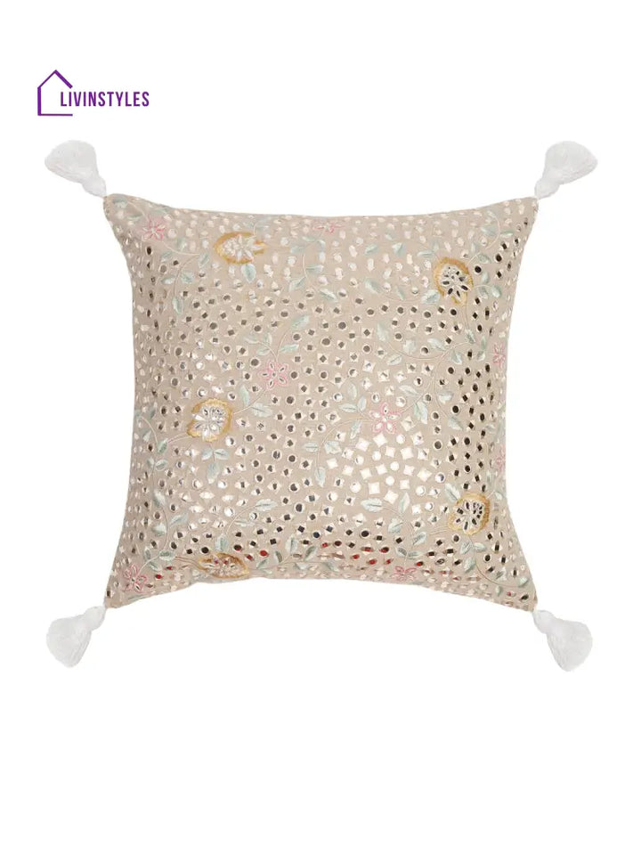 Mirror Work Cushion Cover Set Of 2 (16X16 Inch)