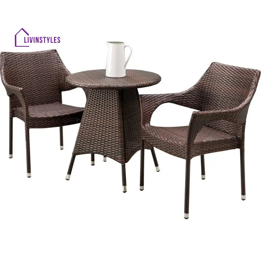 Misha Outdoor Patio Seating Set 2 Chairs and 1 Table Set (Dark Brown) - Coffee Table Sets