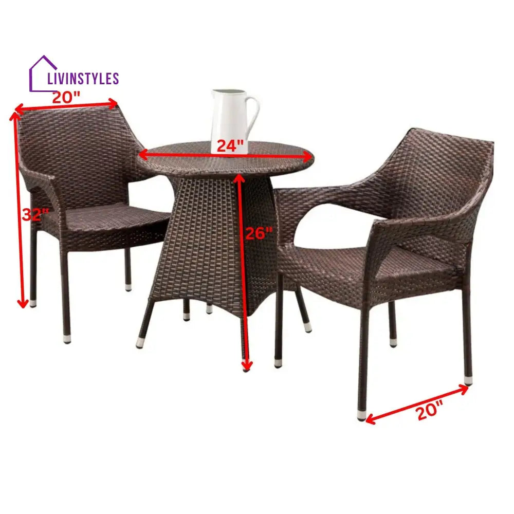 Misha Outdoor Patio Seating Set 2 Chairs and 1 Table Set (Dark Brown) - Coffee Table Sets