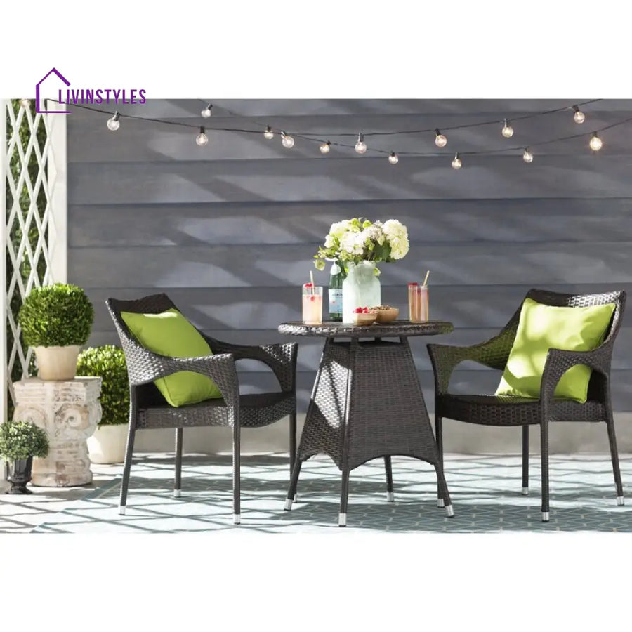 Misha Outdoor Patio Seating Set 2 Chairs and 1 Table Set (Dark Brown) - Coffee Table Sets