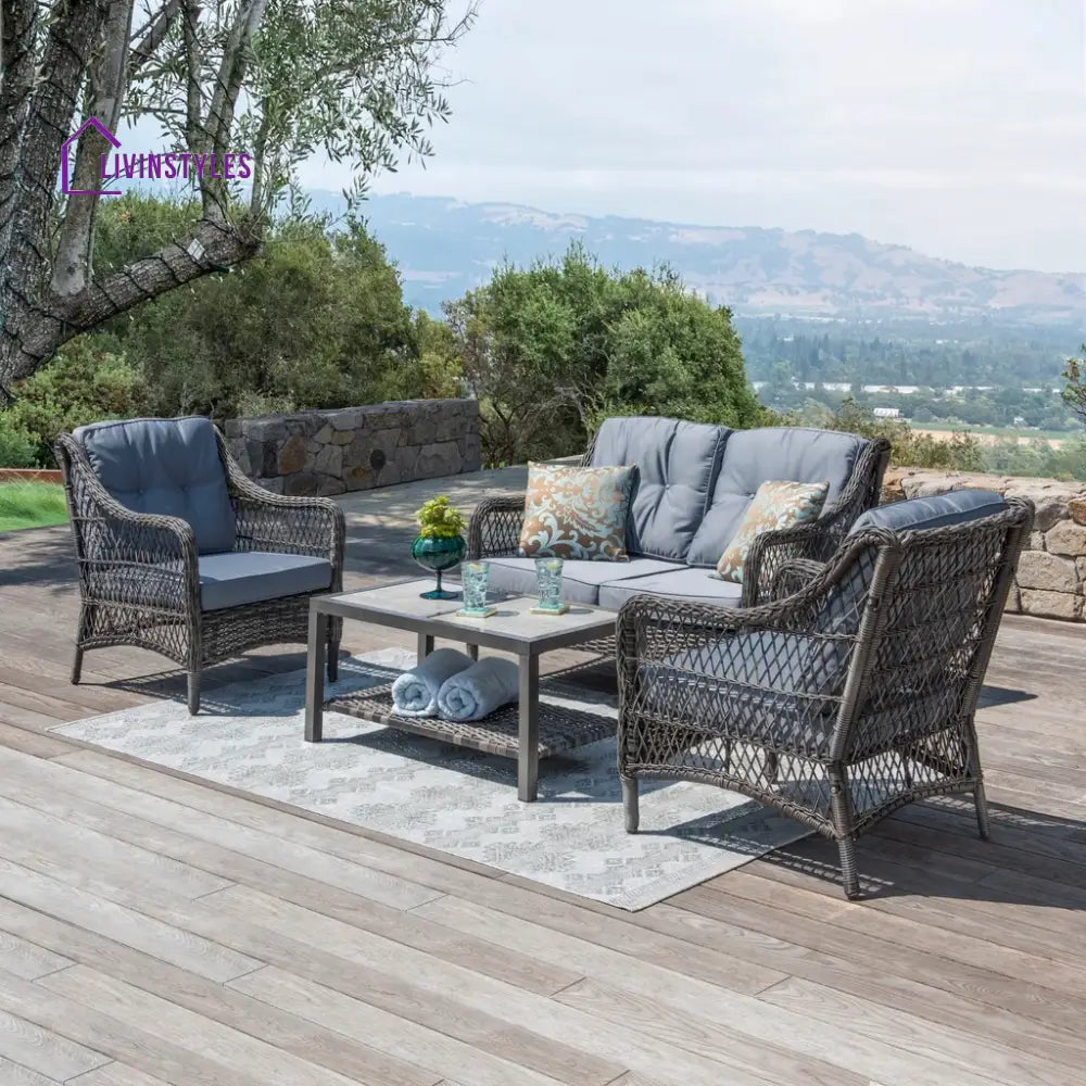 Mishil Outdoor Sofa Set 2 Seater 2 Single seater and 1 Center Table (Grey) - Sofa Sets