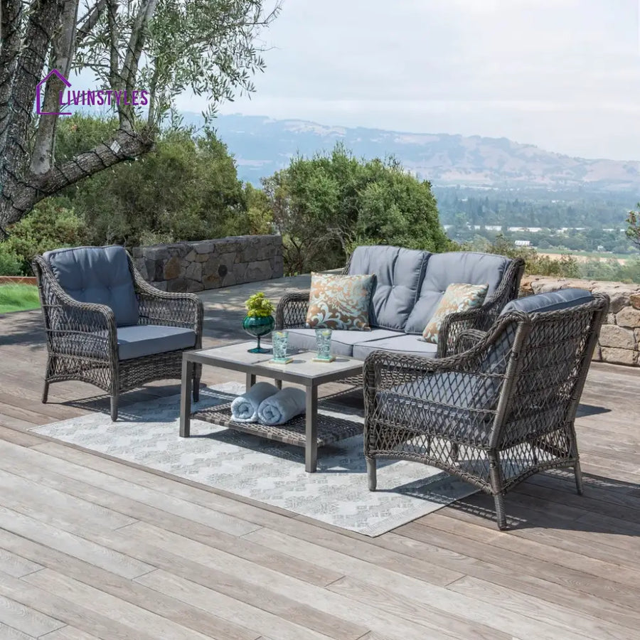 Mishil Outdoor Sofa Set 2 Seater 2 Single seater and 1 Center Table (Grey) - Sofa Sets